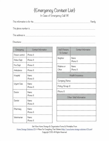 emergency contact list for business