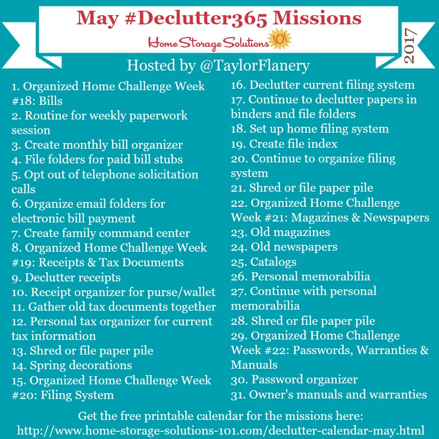 May Declutter Calendar: 15 Minute Daily Missions For Month