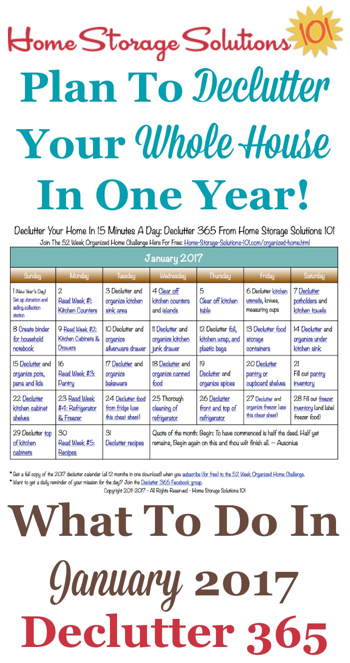 Declutter Your Home january declutter calendar: 15 minute daily missions for month Declutter Your Home january declutter calendar: 15 minute daily missions for month