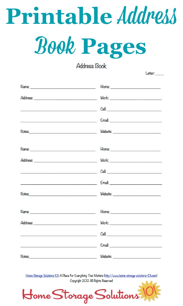 Free Printable Editable Address Pages