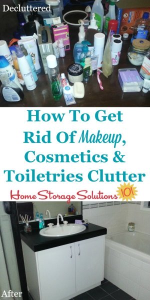 How to get rid of makeup, cosmetics, toiletries and similar beauty and personal care products in your home that you're ready to declutter, plus tips for what to do with the stuff you've decided to remove from your home {on Home Storage Solutions 101}