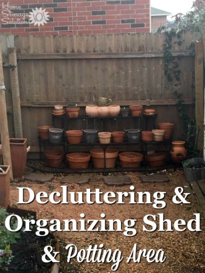 Decluttered and organized gardening potting area from a reader, Tamara, who worked on the #Declutter365 missions on Home Storage Solutions 101