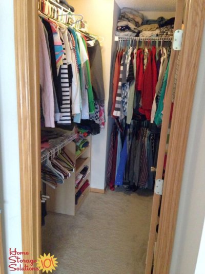 Declutter your closet to make it instantly feel more organized and spacious {featured on Home Storage Solutions 101}