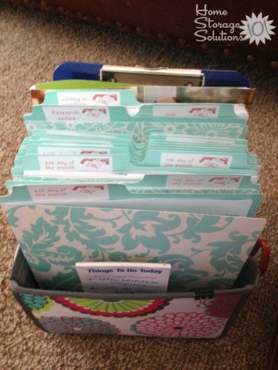 Tickler file system using the Thirty One Double Duty Caddy and Martha Stewart Vertical Folder Files {featured on Home Storage Solutions 101}