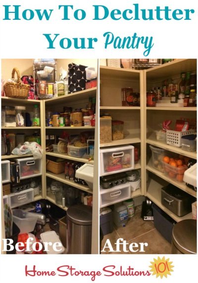 How to declutter your pantry without making a huger mess or getting overwhelmed, with step by step instructions {on Home Storage Solutions 101}