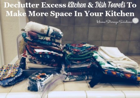 Decluttered kitchen towels and dish cloths to create lots more space in your kitchen {featured on Home Storage Solutions 101}