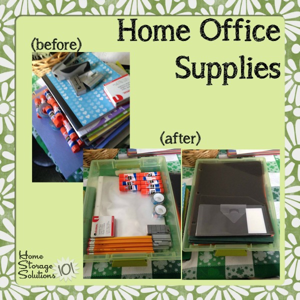 Before and after when Brandy took the Declutter Home Office Supplies challenge {on Home Storage Solutions 101}