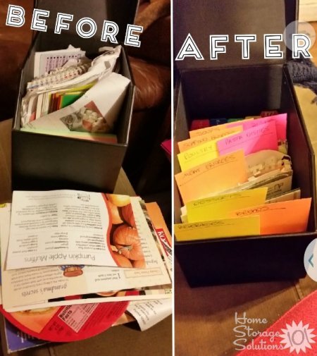 Once Kimberly categorized her recipes it was much easier to declutter and organize them {featured on Home Storage Solutions 101}