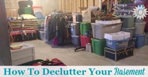 How to declutter your basement with step by step instructions to make it less overwhelming, and also so you don't make a huge mess in the process {on Home Storage Solutions 101}