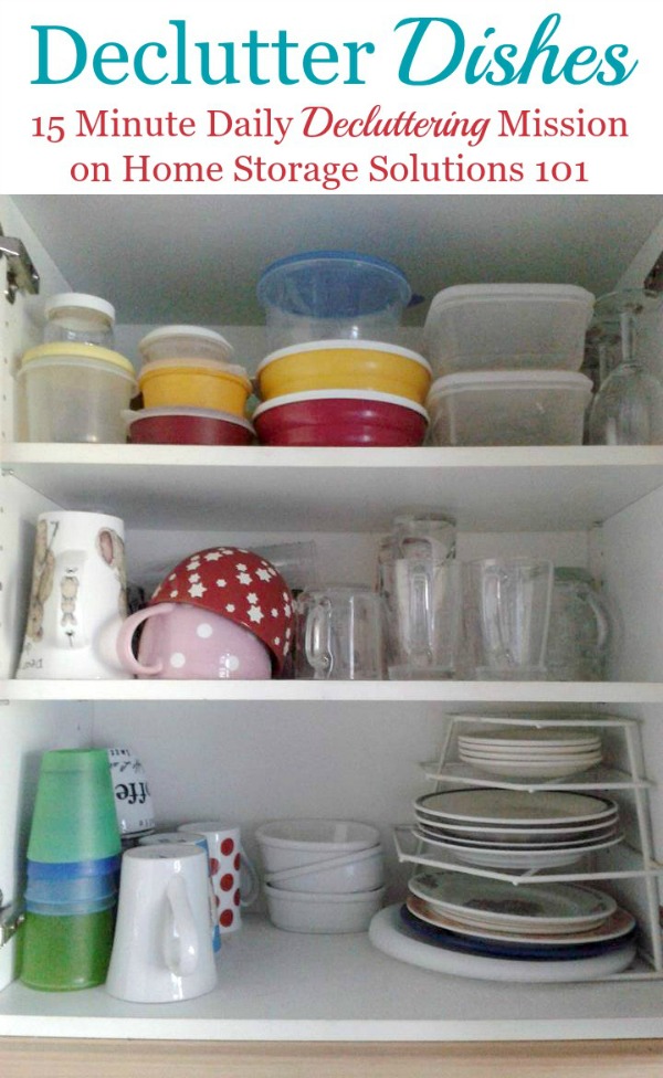 How to #declutter dishes from your kitchen, with things to consider and items not to forget when doing this mission {part of the #Declutter365 missions on Home Storage Solutions 101} #KitchenOrganization