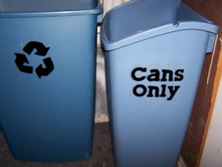 Labeled bins - close up