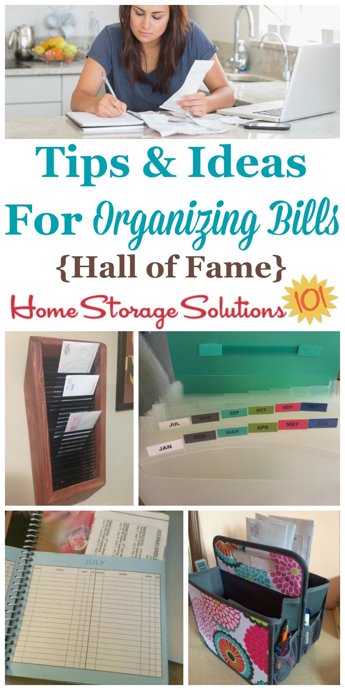 Lots of tips and ideas for organizing bills, as shown by real people who made sure to find bills, pay them on time and file the papers afterward {on Home Storage Solutions 101} #OrganizingBill #BillOrganization #OrganizeBills