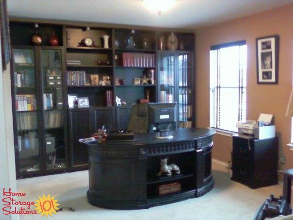 Dining room that was converted into a home office {featured on Home Storage Solutions 101}