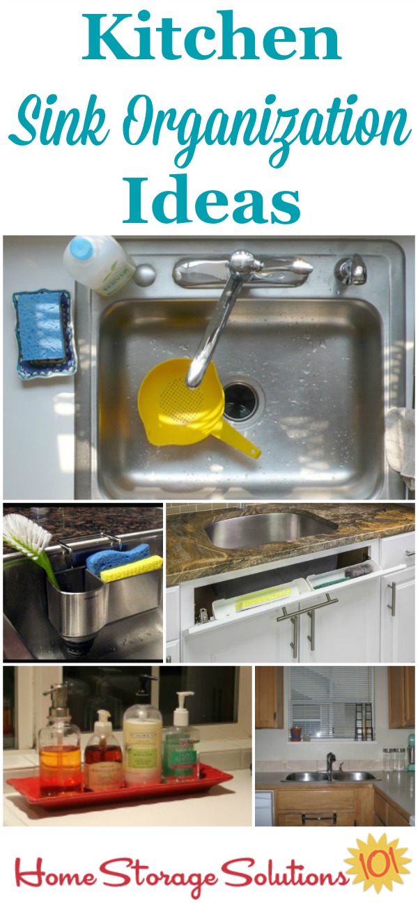 Kitchen sink organization ideas to keep the top of your sink clear and supplies easy to use while still clutter free {on Home Storage Solutions 101}