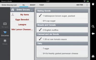 Grocery list making function