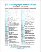 52 weeks to an Organized Home list of challenges