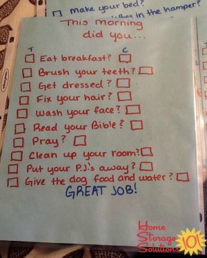 DIY kids morning routine checklist {featured on Home Storage Solutions 101}