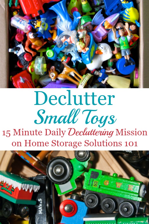 Here are tips for decluttering toys from your home, specifically focused on toys with small parts and sets of toys {a #Declutter365 mission on Home Storage Solutions 101} #DeclutteringToys #DeclutterToys #ToyClutter