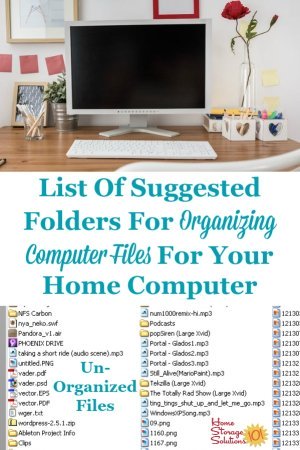 List of suggested folders and sub-folders for organizing computer files on your home computer {on Home Storage Solutions 101} #OrganizeComputerFiles #OrganizeComputer #OrganizingComputerFiles