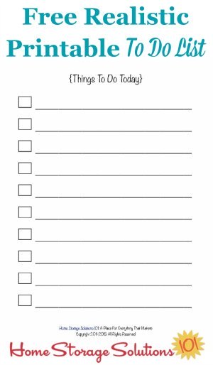Free realistic printable to do list for your day, with a limited number of possible entries to help you prioritize and get everything done {courtesy of Home Storage Solutions 101} #ToDoList #Printable #TimeManagement