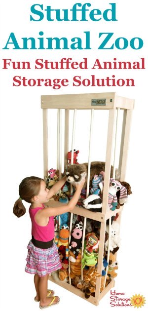 The Stuffed Animal Zoo is a fun way to store your child's stuffed animals right in their bedroom or playroom, to keep these toys contained while also allowing your child to access the stuffies to play with when they want {featured on Home Storage Solutions 101} #StuffedAnimalZoo #StuffedAnimalStorage #StuffedAnimalOrganization