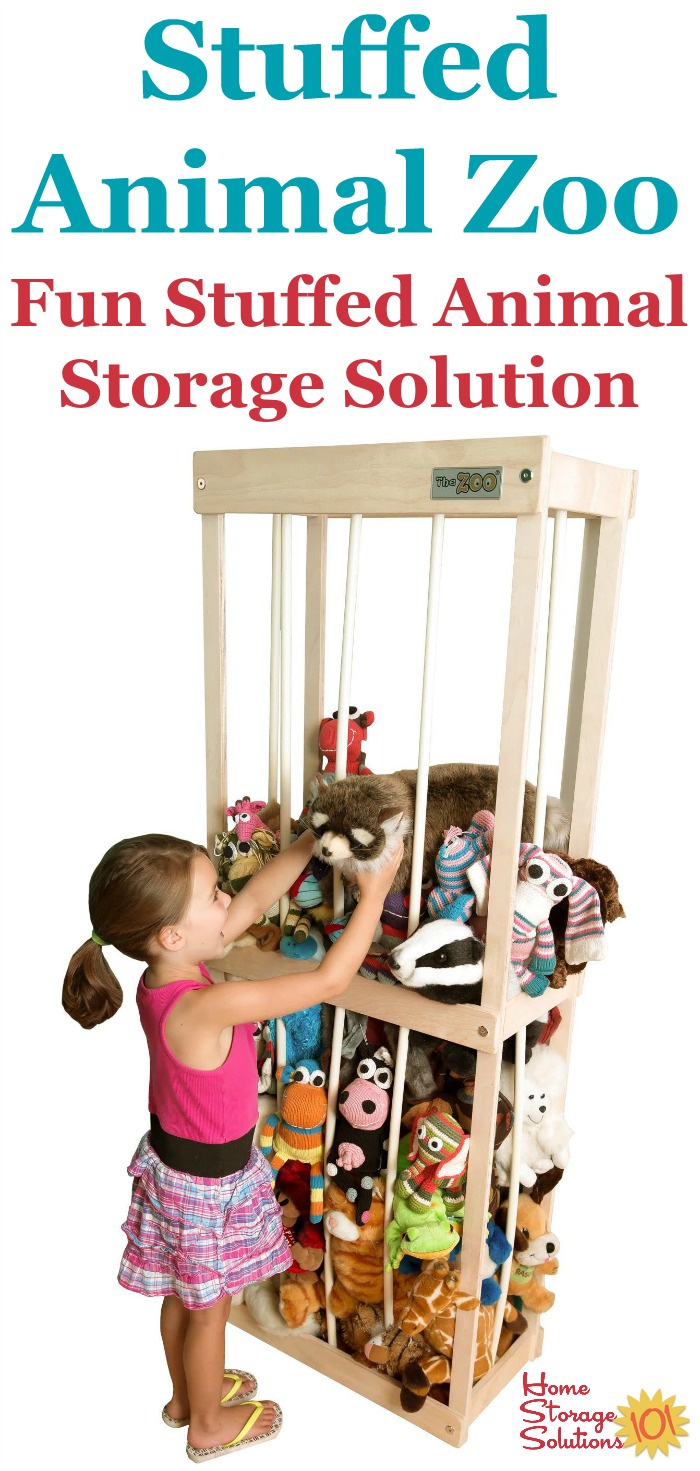 The Stuffed Animal Zoo is a fun way to store your child's stuffed animals right in their bedroom or playroom, to keep these toys contained while also allowing your child to access the stuffies to play with when they want {featured on Home Storage Solutions 101} #StuffedAnimalZoo #StuffedAnimalStorage #StuffedAnimalOrganization