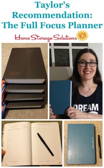 If you're looking for a planner as part of your home office supplies, Taylor recommends the Full Focus Planner, which she uses daily {more information on Home Storage Solutions 101}