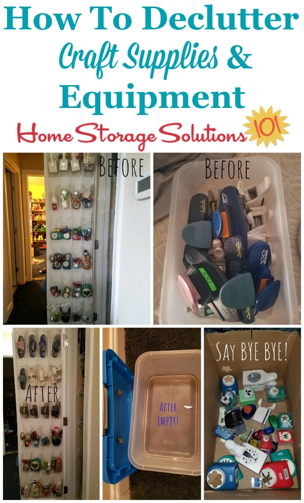 How to declutter craft supplies and equipment from your home {featured on Home Storage Solutions 101} #DeclutterCrafts #CraftClutter #DeclutteringTips