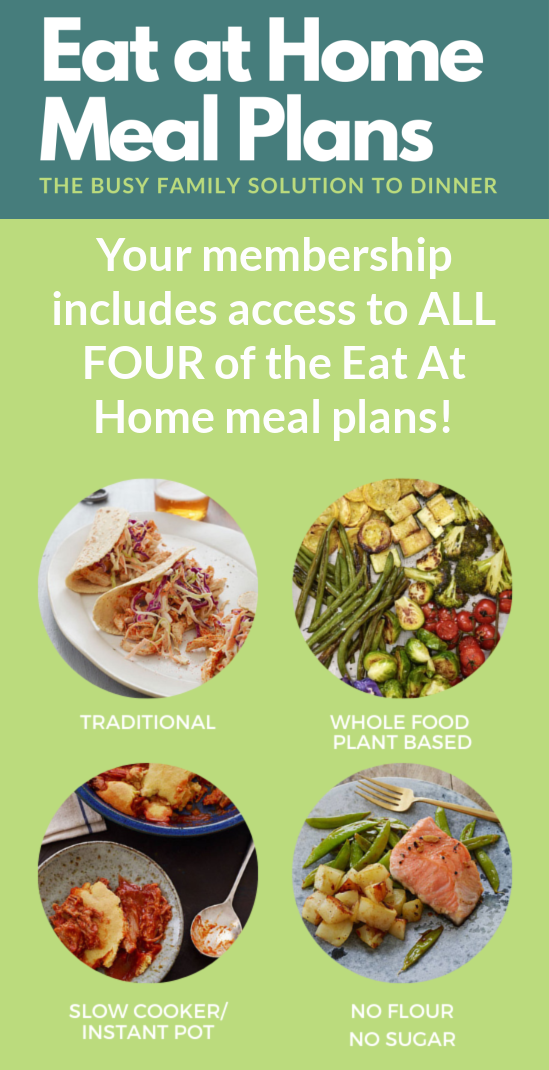 Your membership to Eat at Home Meal Plans includes access to ALL FOUR of these meal plans {review on Home Storage Solutions 101}