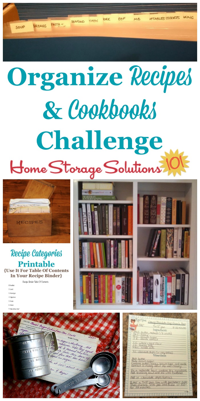 Step by step instructions for how to #organize recipes and cookbooks {part of the 52 Week Organized Home Challenge on Home Storage Solutions 101} #OrganizedHome #OrganizingTips