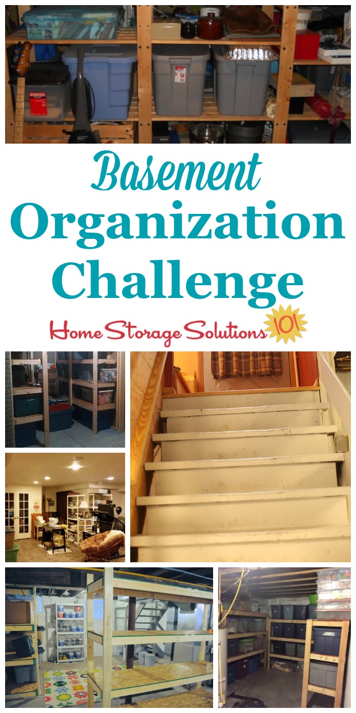 Step by step instructions for basement organization, including using zones to help organize the space {part of the 52 Week Organized Home Challenge on Home Storage Solutions 101} #BasementOrganization #OrganizedHome #BasementStorage