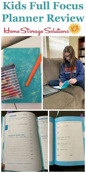 Here is my review as a parent, as well as my daughter's review of the Kids' Full Focus Planner, as we work through our first semester of virtual school {on Home Storage Solutions 101} #FullFocusPlanner #KidsPlanner #StudentPlanner