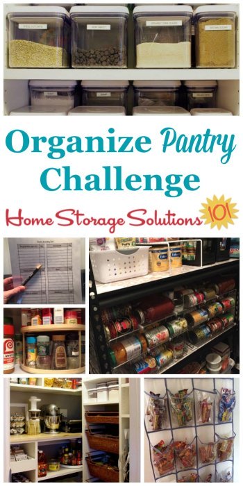 Here are step by step instructions for how to organize pantry or food cupboards in your home, including spices, canned good, and other non-refrigerated food {part of the 52 Week Organized Home Challenge on Home Storage Solutions 101} #PantryOrganization #OrganizedHome #OrganizingTips