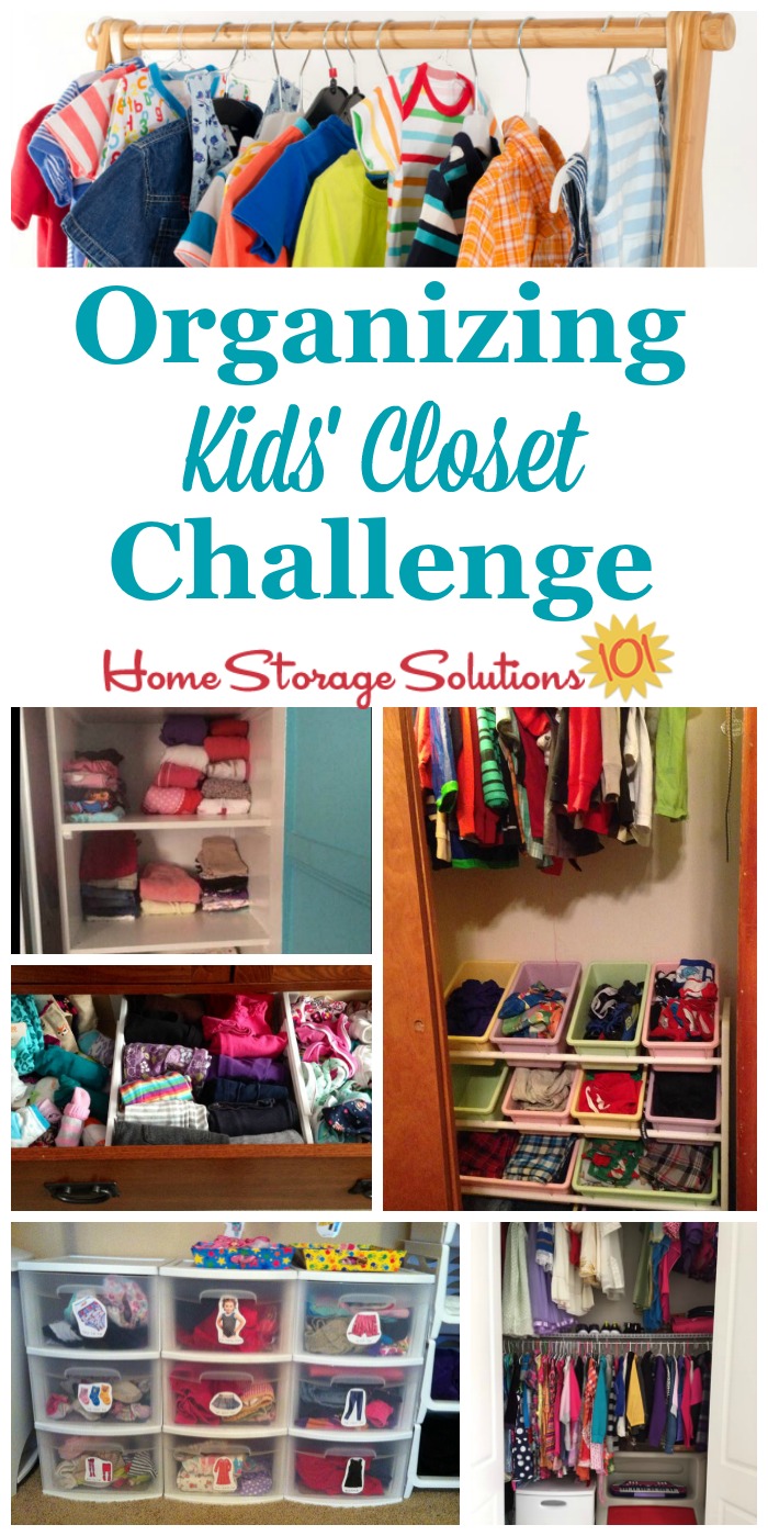 Here are step by step instructions for decluttering and organizing closet space for your kids, for their clothes and other possessions {part of the 52 Week Organized Home Challenge on Home Storage Solutions 101} #OrganizeKidsCloset #OrganizeCloset #OrganizingCloset