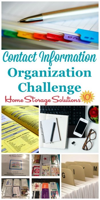 Contact information organization challenge, to organize addresses, phone numbers, directories, and emergency information for easy and quick reference {part of the 52 Week Organized Home Challenge on Home Storage Solutions 101} #OrganizedHome #PaperOrganization #ContactInformation