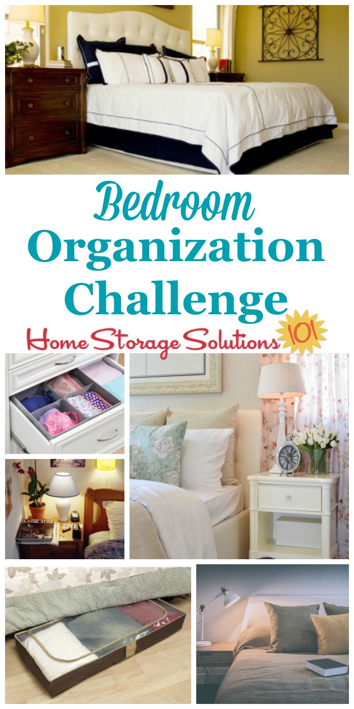 Here are step by step instructions for bedroom organization, including zones to create for your bedroom to make the room both functional and an inviting place to take refuge from the world {part of the 52 Week Organized Home Challenge on Home Storage Solutions 101} #OrganizedHome #BedroomOrganization #OrganizeBedroom