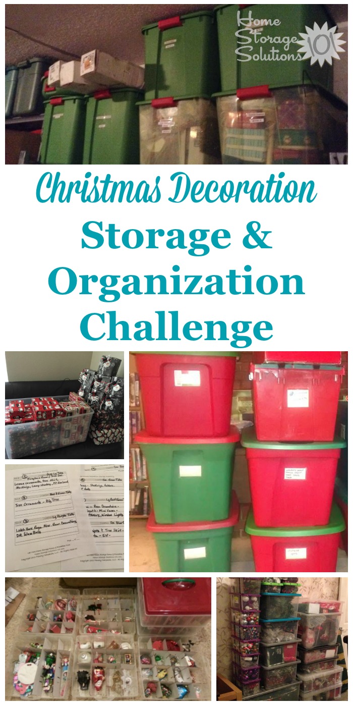 Here are step by step instructions for Christmas decoration storage and organization in your home, as well as for organizing other holiday decorations as well {part of the 52 Week Organized Home Challenge on Home Storage Solutions 101} #ChristmasOrganizing #OrganizedHome #HolidayOrganization
