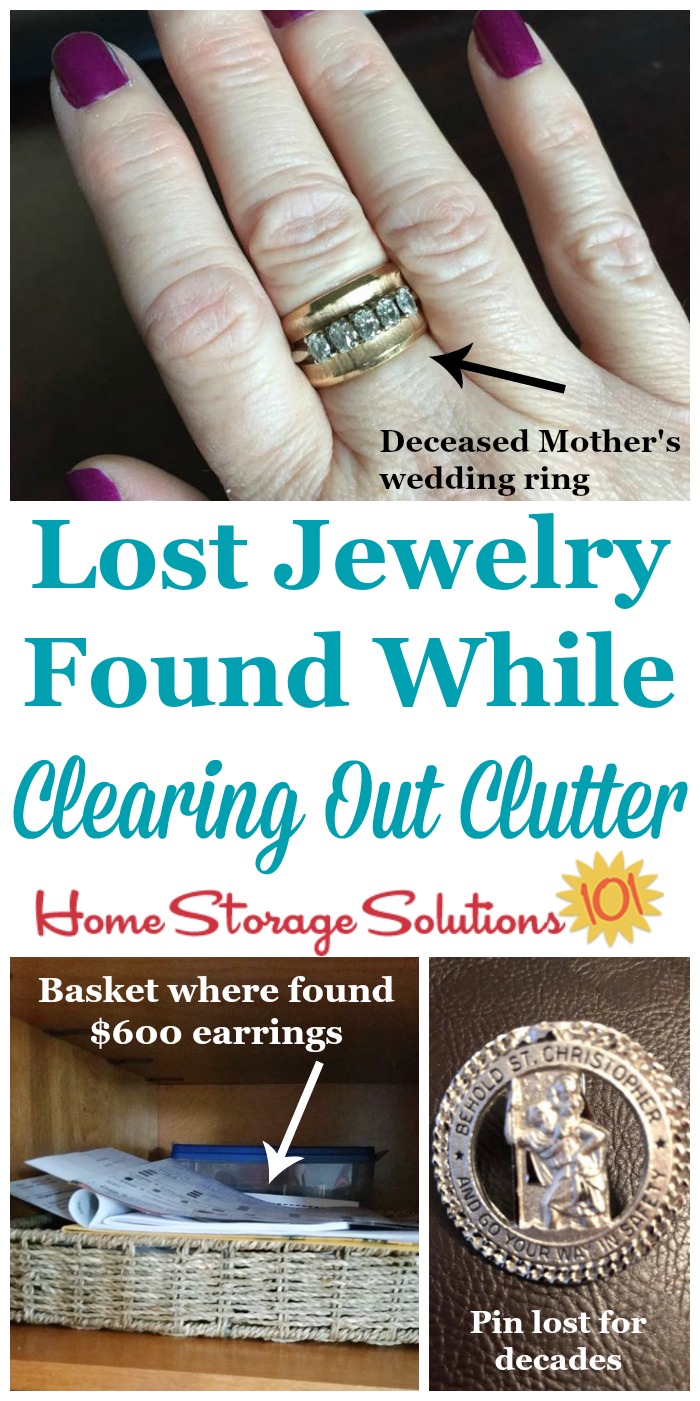 Jewelry is easy to misplace or lose, even inside your own home, and these people found long lost jewelry when doing the #Declutter365 missions in their home {on Home Storage Solutions 101} #Decluttering #JewelryOrganization