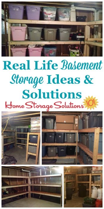 Real life basement storage ideas and solutions {featured on Home Storage Solutions 101} #BasementStorage #StorageSolutions #BasementOrganization