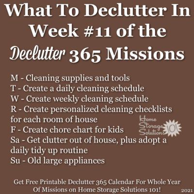 What to declutter in week #11 of the Declutter 365 missions {get a free printable Declutter 365 calendar for a whole year of missions on Home Storage Solutions 101!}