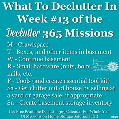 What to declutter in week #13 of the Declutter 365 missions {get a free printable Declutter 365 calendar for a whole year of missions on Home Storage Solutions 101!}