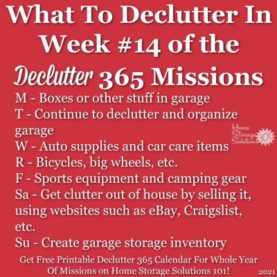 What to declutter in week #14 of the Declutter 365 missions {get a free printable Declutter 365 calendar for a whole year of missions on Home Storage Solutions 101!}