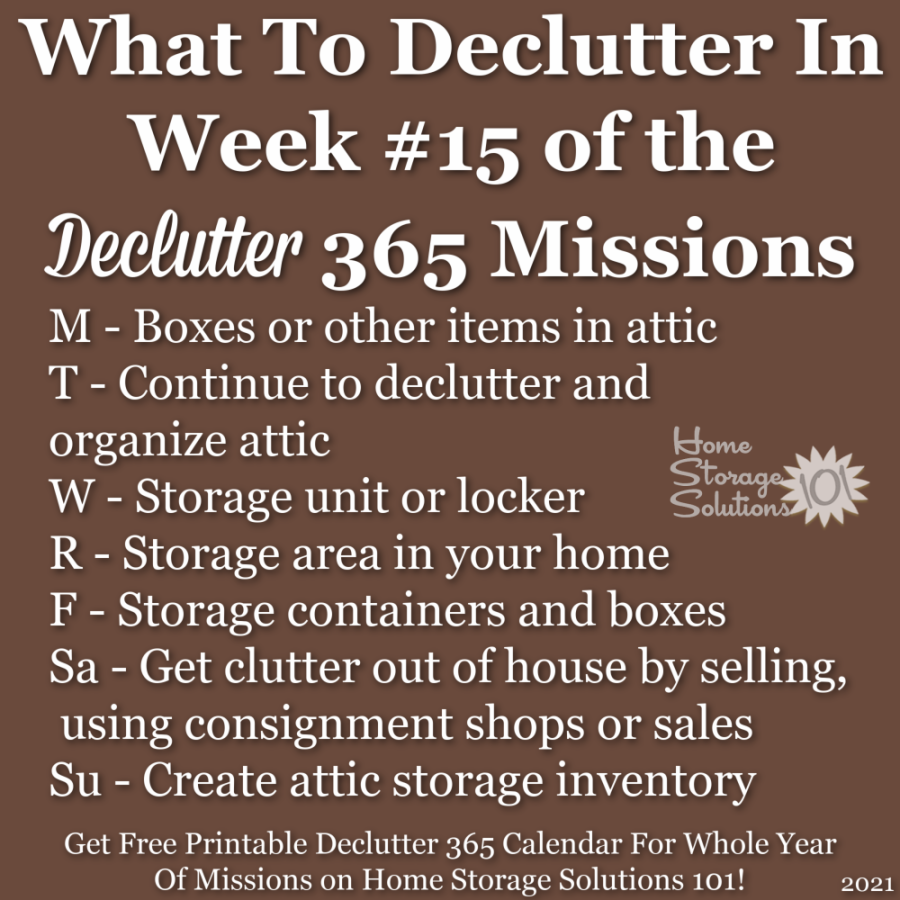 What to declutter in week #15 of the Declutter 365 missions {get a free printable Declutter 365 calendar for a whole year of missions on Home Storage Solutions 101!}