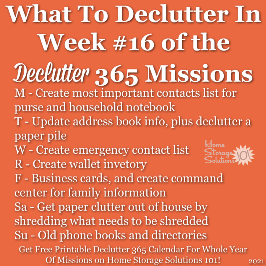 What to declutter in week #16 of the Declutter 365 missions {get a free printable Declutter 365 calendar for a whole year of missions on Home Storage Solutions 101!}