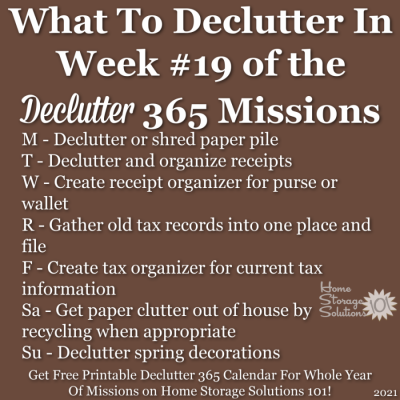 What to declutter in week #19 of the Declutter 365 missions {get a free printable Declutter 365 calendar for a whole year of missions on Home Storage Solutions 101!}