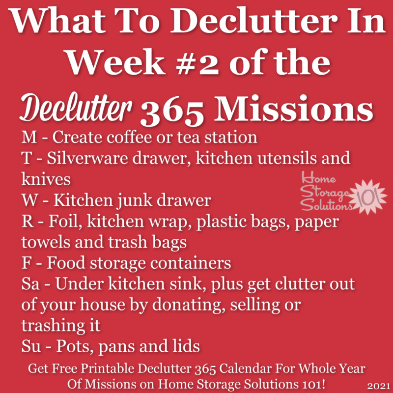 What to declutter in week #2 of the Declutter 365 missions {get a free printable Declutter 365 calendar for a whole year of missions on Home Storage Solutions 101!}