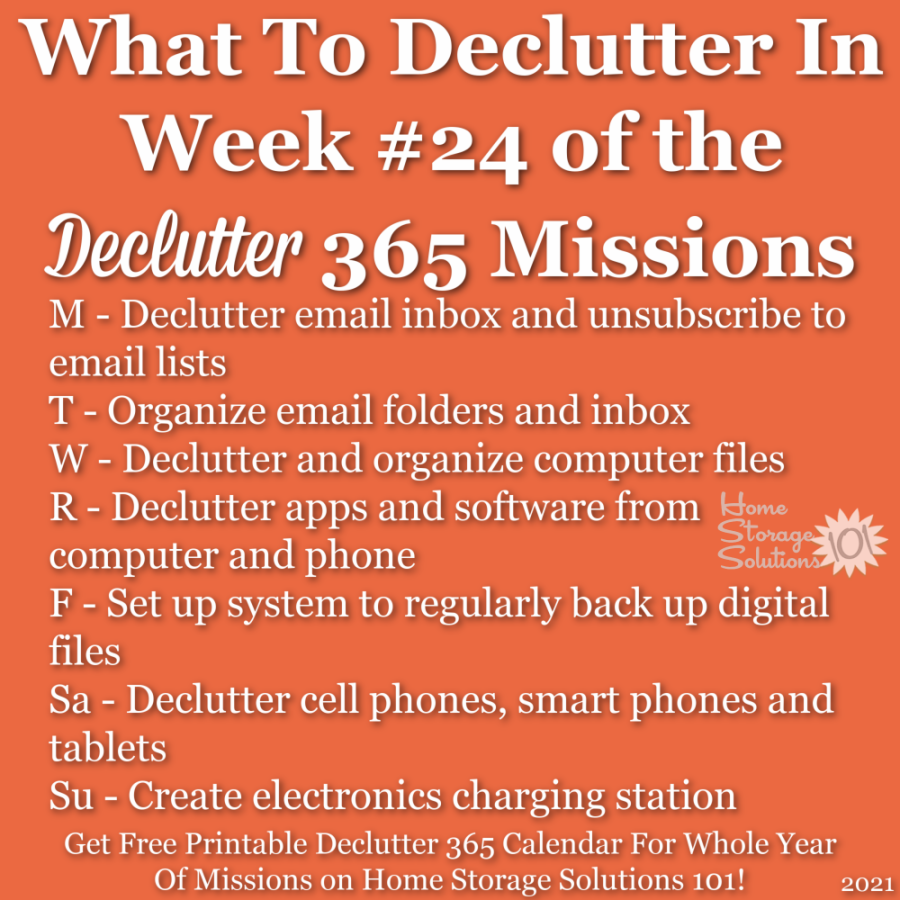 What to declutter in week #24 of the Declutter 365 missions {get a free printable Declutter 365 calendar for a whole year of missions on Home Storage Solutions 101!}