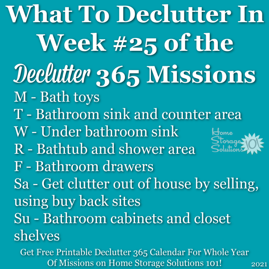 What to declutter in week #25 of the Declutter 365 missions {get a free printable Declutter 365 calendar for a whole year of missions on Home Storage Solutions 101!}