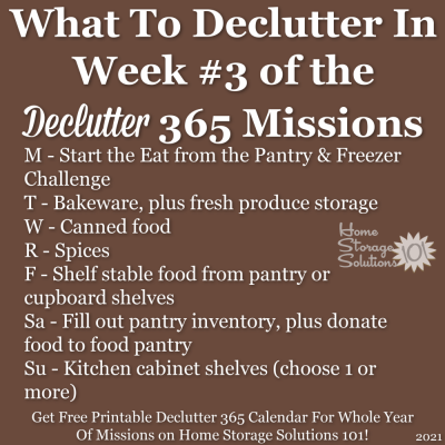 What to declutter in week #3 of the Declutter 365 missions {get a free printable Declutter 365 calendar for a whole year of missions on Home Storage Solutions 101!}