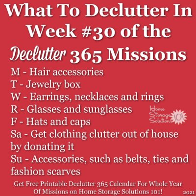 What to declutter in week #30 of the Declutter 365 missions {get a free printable Declutter 365 calendar for a whole year of missions on Home Storage Solutions 101!}